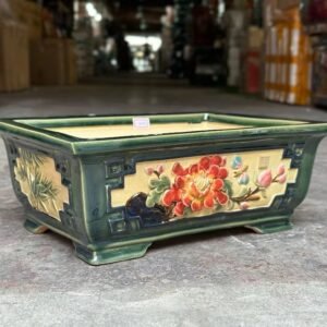 Ceramic Four-sided Handmade Applique Flower Pot